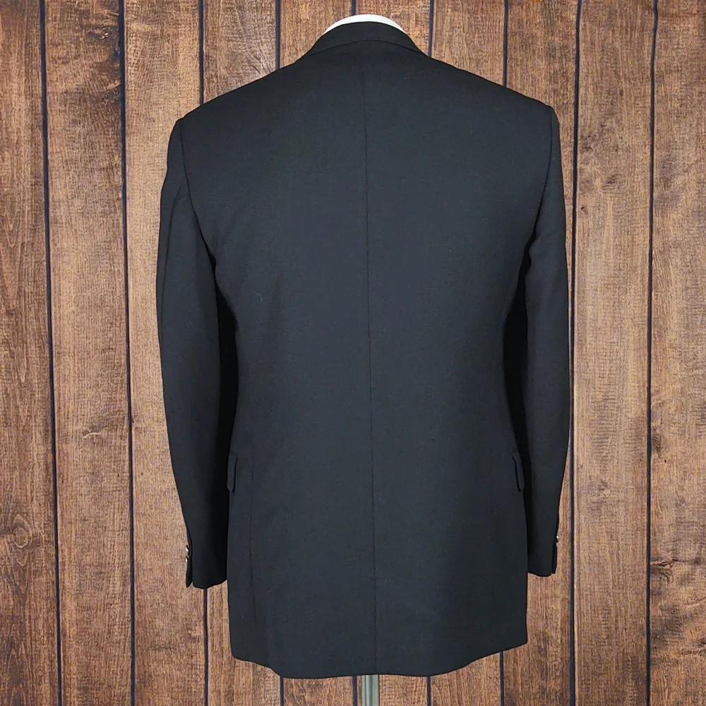 Vtg 2 Button Wool Black Modern Fit Men's Blazer Like New